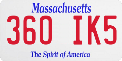 MA license plate 360IK5