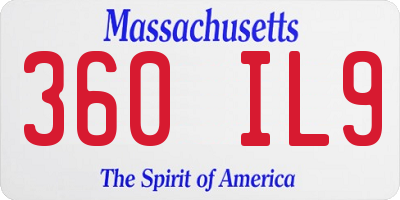 MA license plate 360IL9