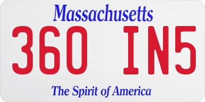 MA license plate 360IN5