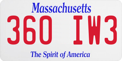 MA license plate 360IW3