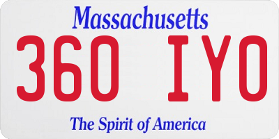 MA license plate 360IY0