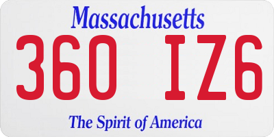 MA license plate 360IZ6