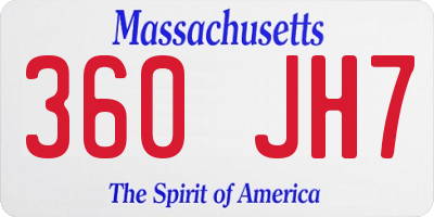 MA license plate 360JH7