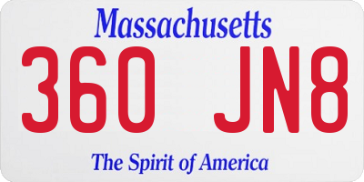 MA license plate 360JN8
