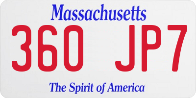 MA license plate 360JP7