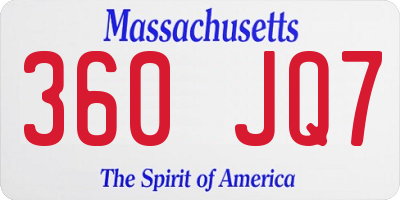 MA license plate 360JQ7