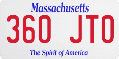 MA license plate 360JT0