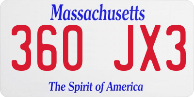MA license plate 360JX3