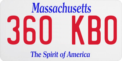 MA license plate 360KB0