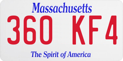 MA license plate 360KF4