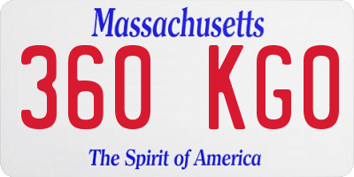MA license plate 360KG0