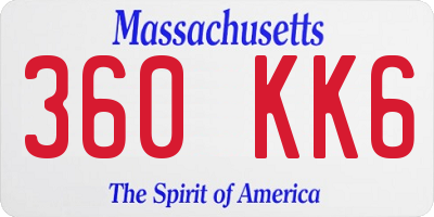 MA license plate 360KK6