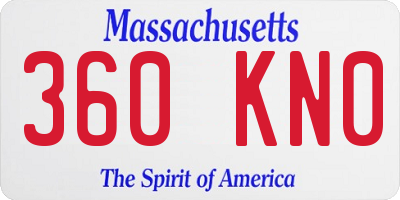 MA license plate 360KN0