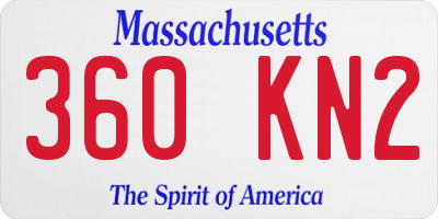 MA license plate 360KN2