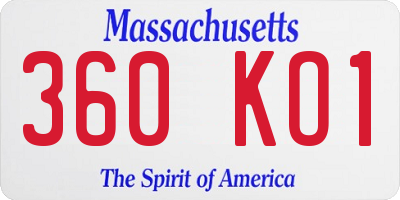 MA license plate 360KO1