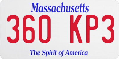 MA license plate 360KP3