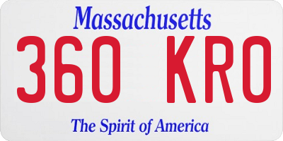 MA license plate 360KR0