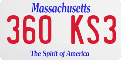 MA license plate 360KS3