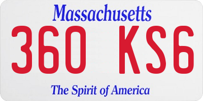 MA license plate 360KS6