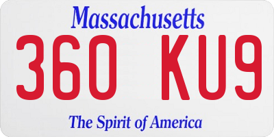 MA license plate 360KU9