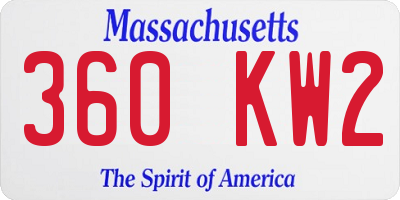 MA license plate 360KW2