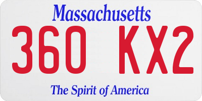 MA license plate 360KX2