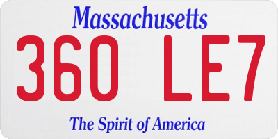 MA license plate 360LE7