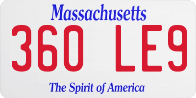 MA license plate 360LE9
