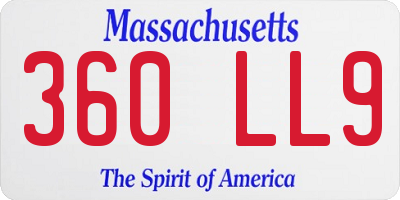 MA license plate 360LL9