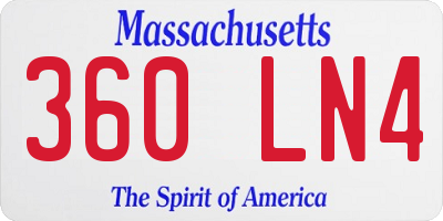 MA license plate 360LN4