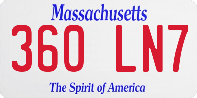 MA license plate 360LN7