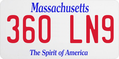 MA license plate 360LN9