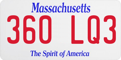 MA license plate 360LQ3
