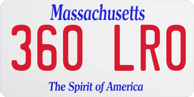 MA license plate 360LR0