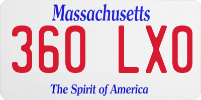 MA license plate 360LX0