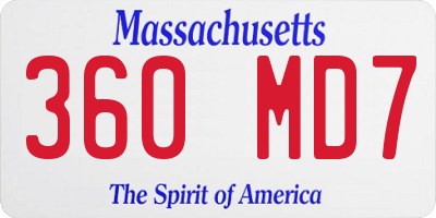 MA license plate 360MD7