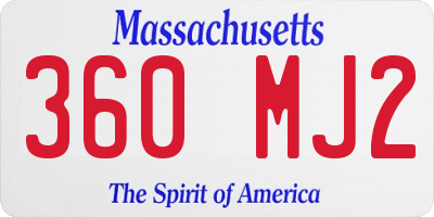 MA license plate 360MJ2