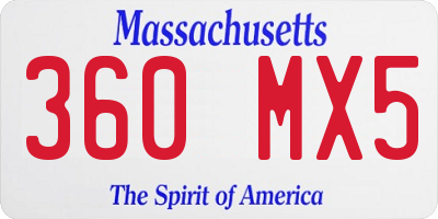 MA license plate 360MX5