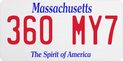 MA license plate 360MY7