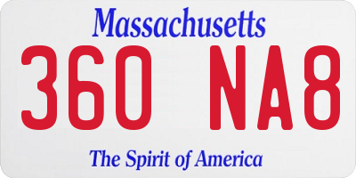 MA license plate 360NA8