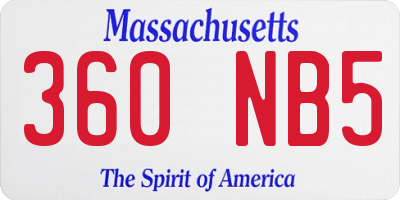 MA license plate 360NB5