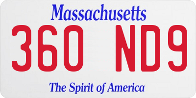 MA license plate 360ND9