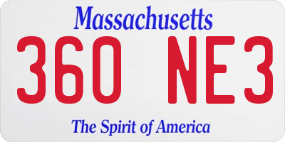 MA license plate 360NE3