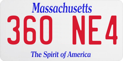 MA license plate 360NE4