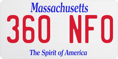 MA license plate 360NF0