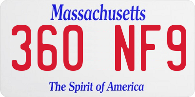 MA license plate 360NF9