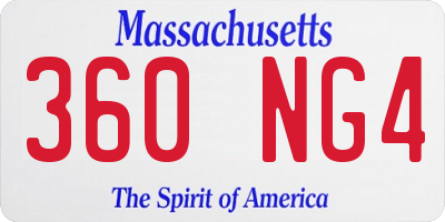 MA license plate 360NG4