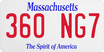 MA license plate 360NG7
