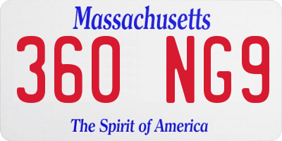MA license plate 360NG9