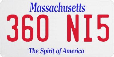 MA license plate 360NI5